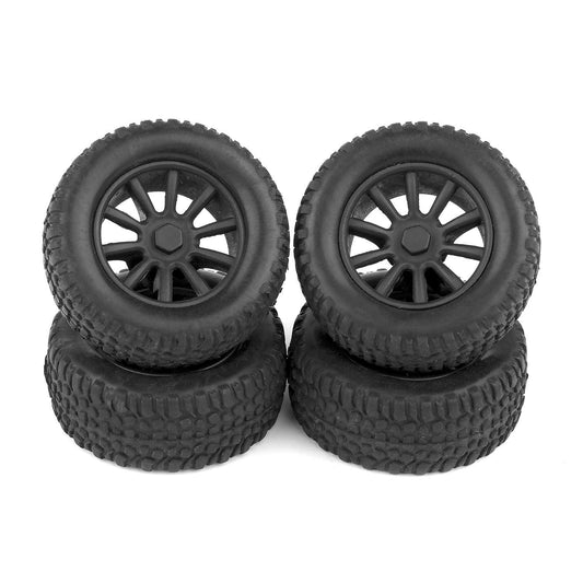 AE21426 - Team Associated SC28 Front and Rear Wheels and Tires, mounted