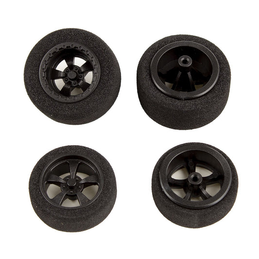 AE21446 - Team Associated DR28 Front or Rear Wheels and Tires, mounted, black