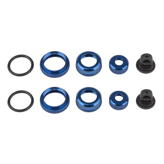 AE21556 - Associated Electrics FT 10mm Shock Caps and Collars, blue aluminum