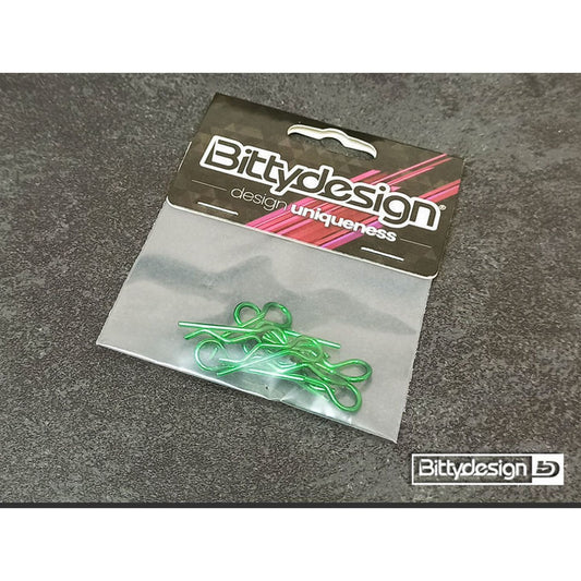 BDBC-88GR - Bittydesign Clips Kit for Big scale model cars (1/5 - 1/6 - 1/7 - 1/8) - Green, 8 pcs.