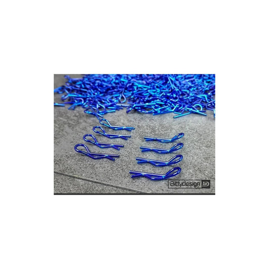 BDBC-8BL - Bittydesign Clips Kit for 1/10 Off/On-road bodies - Blue, 8 pcs.