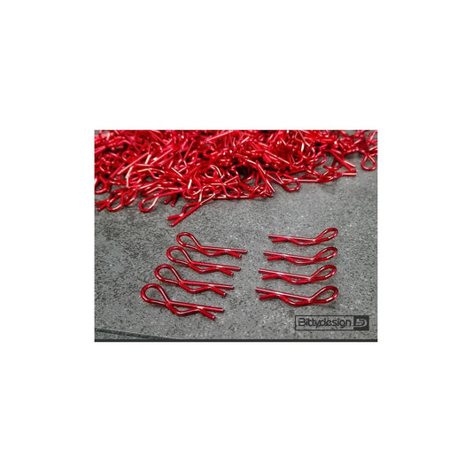 BDBC-8R - Bittydesign Clips Kit for 1/10 Off/On-road bodies - Red, 8 pcs.