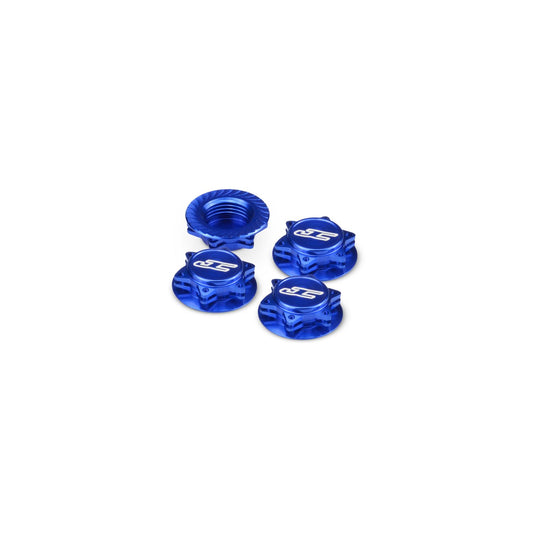 JCO2451-1 - JConcepts Fin, 1/8th Serrated Light-Weight Wheel Nut (Fine Thread) - Closed End - Blue