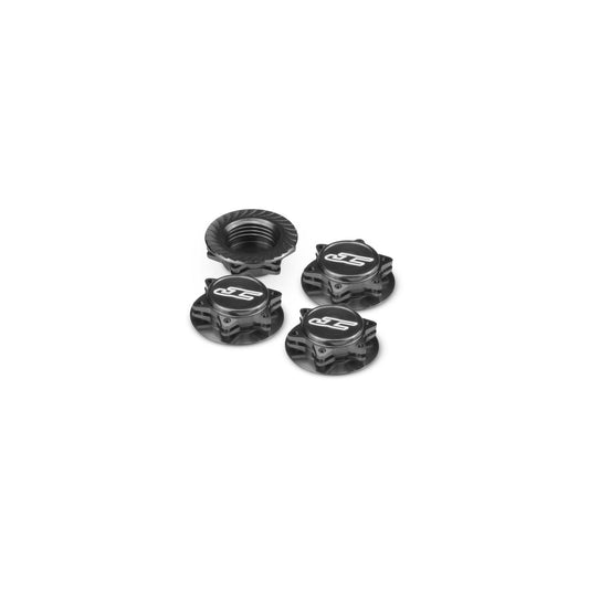 JCO2451-2 - JConcepts Fin, 1/8th Serrated Light-Weight Wheel Nut (Fine Thread) - Closed End - Black