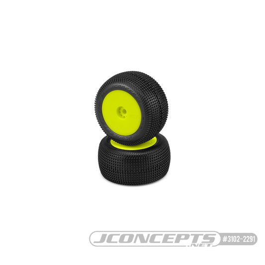 JCO3102-201091 - JConcepts Sprinter - Pre-Mounted, Losi Mini-T 2.0 | Mini-B - Yellow Wheels - Pink / Mendium Soft Compound - 2pc.