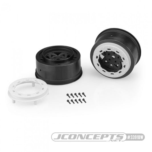 JCO3391BW - JConcepts Tremor, Slash Rear, Slash 4x4 F&R Wheel - Black / White - 2pc.