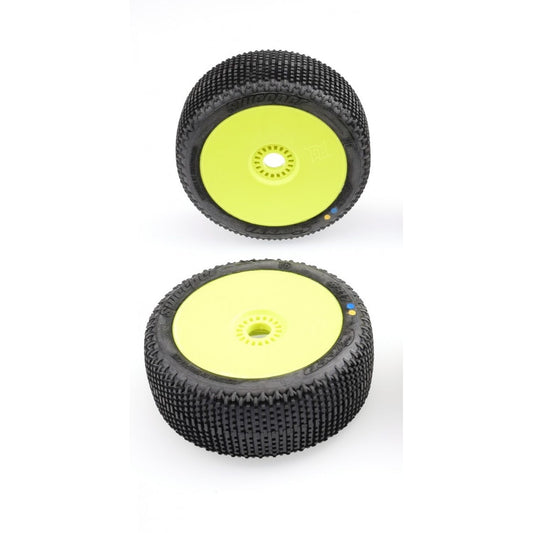 SR-SWPY-317WXP - Sweep Racing SWEEPER White (Medium) X Pre-glued set 8th Buggy tires / yellow wheels - 4pcs